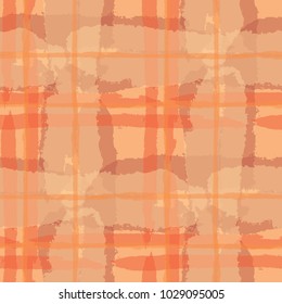 Kilt Texture. Seamless Grunge Pattern with Hand Painted Crossing Stripes for Print, Upholstery, Cloth. Rustic Check Texture. Vector Seamless Tartan. Scottish 
Ornament
