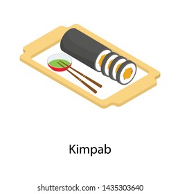 
Kim bap icon in isometric design 
