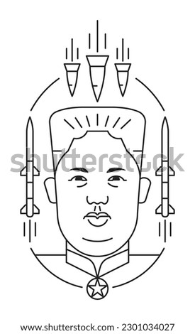Kim Jong-Un illustration. Leader of North Korea. Poster, Wall Decoration, Postcard, Social Media Banner, Brochure Cover Design Background. Vector Pattern.