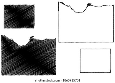 Kimball and Knox County, Nebraska (U.S. county, United States of America, USA, U.S., US) map vector illustration, scribble sketch map
