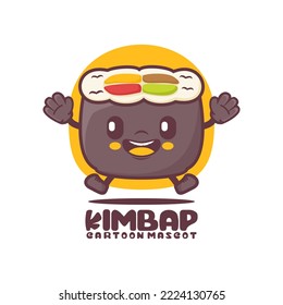 kimbap cartoon mascot. korean food vector illustration. isolated on a white background
