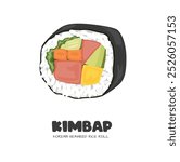 Kimbap or gimbap vector. Korean traditional food clipart. Korean seaweed rice rolls clipart. Flat vector in cartoon style isolated on white background.