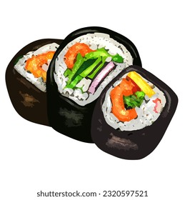 Kimbap, Korean, Korean food, Roll, Sushi, japan food,  japanese food, Rice, Seaweed, Vegetables, Gimbap, Nori, Tuna, Cucumber, Carrot, Radish, Egg, Pickled,
Sesame, Healthy, Lunch, Snack, Delicious