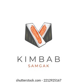 Kimbap samgak korean onigiri logo illustration vector