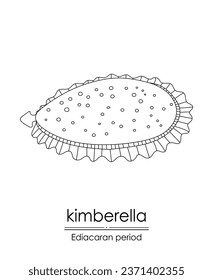Kimberella, an Ediacaran period creature, black and white line art. Perfect for coloring and educational purposes.