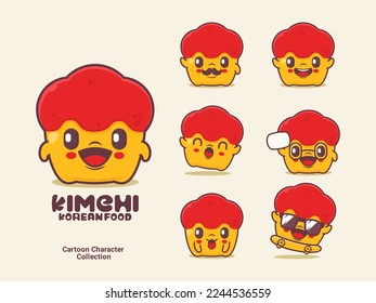 Kimchi cartoon. korean food vector illustration with different expressions