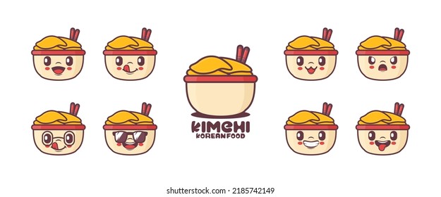 kimchi cartoon. korean traditional food vector illustration. icon, emoticons, cartoons. isolated on a white background