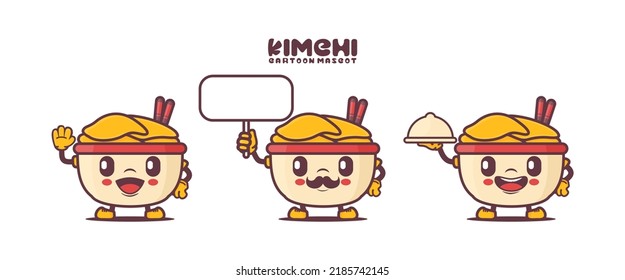 kimchi cartoon mascot. korean traditional food vector illustration. isolated on a white background