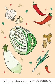 Kimchi, Comida, Tradição, inverno, outono, Coreia, Vegetais, Vegetais, Bem-estar, Dieta Saudável, Fermentação, Rabanete, Pimenta, Alho, Pensamento, Cebola Verde, Repolho, Vegetariano, Saúde