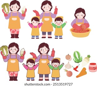 Kimchi, amas de casa, niños, kimchi, comida coreana, kimjangcheol, invierno, guarniciones, Corea, UNESCO, delantal, comida