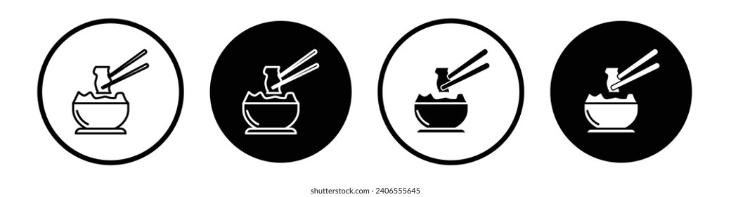 Kimchi icon set. korean bibimbap food vector symbol in black filled and outlined style.