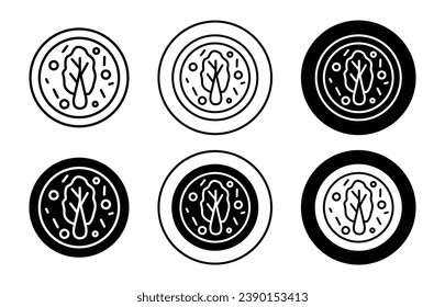 Kimchi Icon set. korean food Kimchi vector symbol in black filled and outlined style.