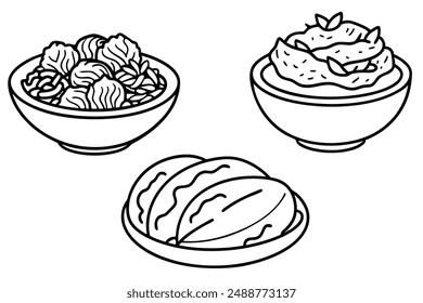 Kimchi Line Art Korean Cuisine Hand Drawn Dish Illustration Design