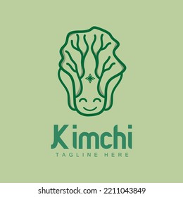 Kimchi Logo Design, Korean Traditional Food Vector, Cabbage Green Vegetable Logo Illustration, Company Brand Icon