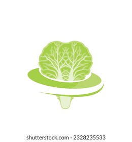 Kimchi Logo Design, Korean Traditional Food Vector, Cabbage Green Vegetable Logo Illustration, Company Brand Icon