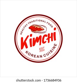 Kimchi Logo Korean Food Vector Template, Fermented Favorite Spices Asian Meal Label