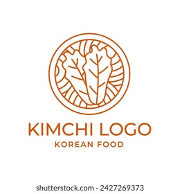 Plantilla de vector de comida coreana con logotipo de kimchi, para diseños gráficos de comida tradicional casera saludable orgánica Inspiración