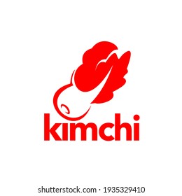 Kimchi Logo in Red Flat Color, Vector Fermented Food Vegetables Healthy Meal Graphic Design Template and Inspirations