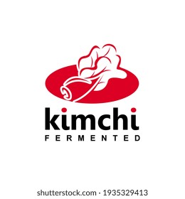 Kimchi Logo in Red Plate Vector, Fermented Vegetable Food Graphic Designs Inspiration