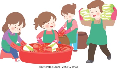 Kimchi, traditional culture, Korea, vegetables, side dishes, sharing, volunteering, neighbors, family, kimjangcheol, winter, housewives,