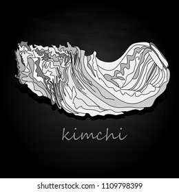 Kimchi, traditional korean food. Illustration on black