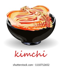 Kimchi, traditional korean food. Illustration on white.