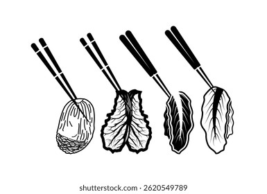 Kimchi Vector Illustration Set on Black Colour