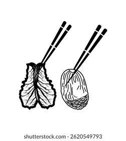 Kimchi Vector Illustration Set on Black Colour