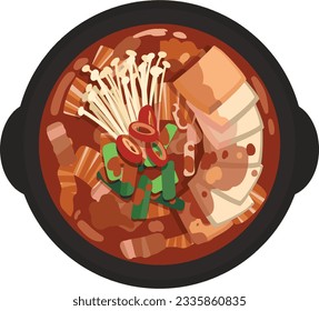 Kimchi-jjigae , Kimchi stew illustration vector