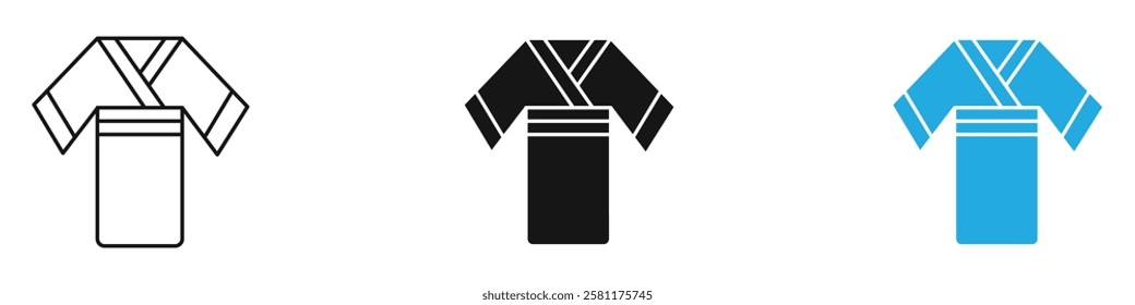 Kimono icon black white vector outline