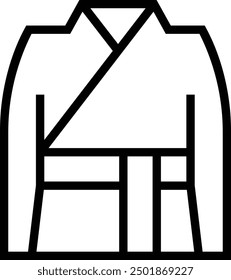 Kimono-Symbol. Dünnes lineares Design einzeln auf weißem Hintergrund