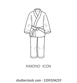 Kimono Icon. Vector Illustrationa. Simple Black Icon isolated on White Background. Beautiful Design Asian Sport Wear 