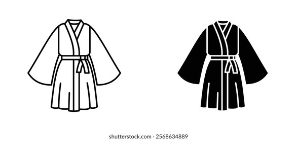 Kimono icons in outline and fill. vector illustration for ui.