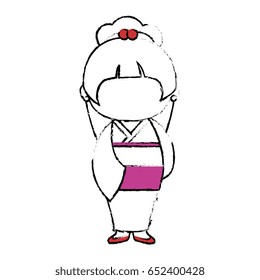 kimono japanese girl cartoon