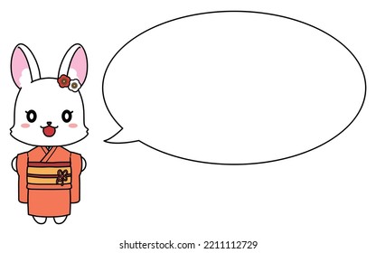 Kimono rabbit and balloon material