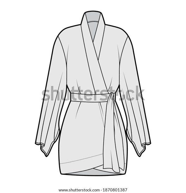 Download Kimono Robe Technical Fashion Illustration Long Stock Vector Royalty Free 1870801387