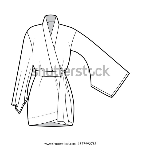 Download Kimono Robe Technical Fashion Illustration Long Stock Vector Royalty Free 1877992783