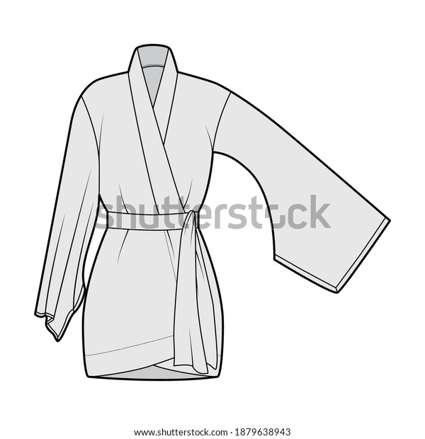 Download Kimono Robe Technical Fashion Illustration Long Stock Vector Royalty Free 1879638943
