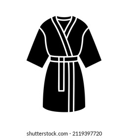 Kimono silk robe black glyph icon isolated. Vector