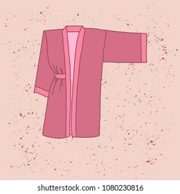 Kimono silk robe icon. Silk bathrobe for women. Isolated vector. Front view.