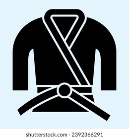 Kimono solid icon. Asian martial art costume, judo and karate or other suit with belt. Sport vector design concept, glyph style pictogram on white background, use for web and app. Eps 10