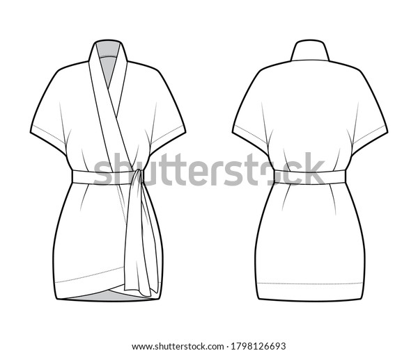 Download Kimono Technical Fashion Illustration Short Batwing Stock Vector Royalty Free 1798126693