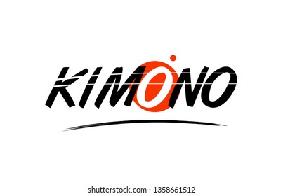 kimono text word on white background with red circle suitable for card icon or typography logo design