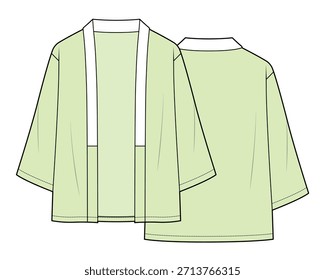 Kimono top mockup template vector design technical illustration.