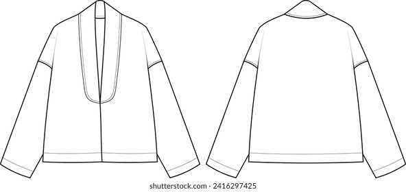 kimono top sleeve flat sketch