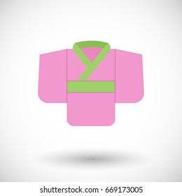 Kimono vector flat icon, Flat design of Japanese clothing with round shadow, Vector illustration
