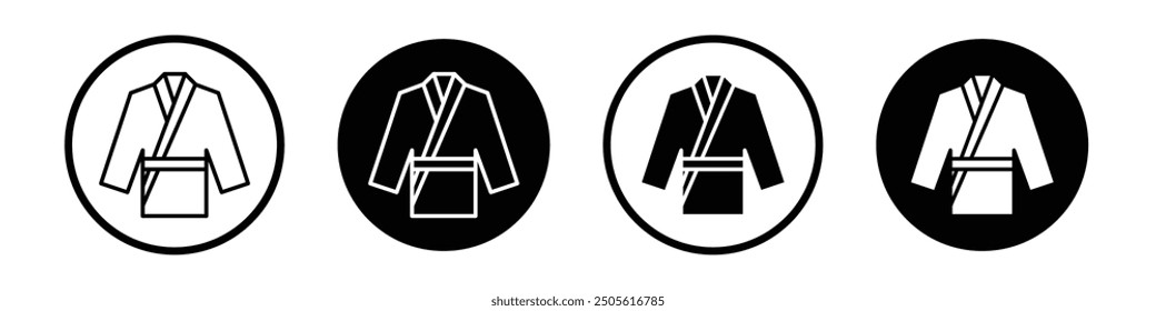 Kimono vector icon set black filled and outlined style.