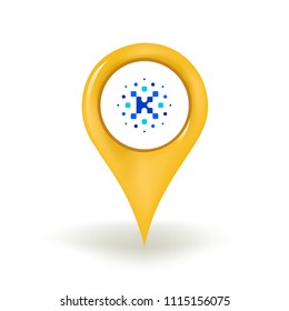 Kin Cryptocurrency Coin Geolocation Pin Sign