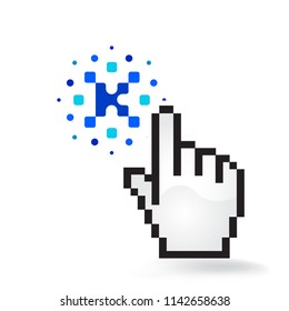 Kin Cryptocurrency Coin Sign Hand Cursor Click Isolated