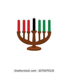 Kinara. Traditional Kwanzaa symbols. Isolated on white background. African American holiday